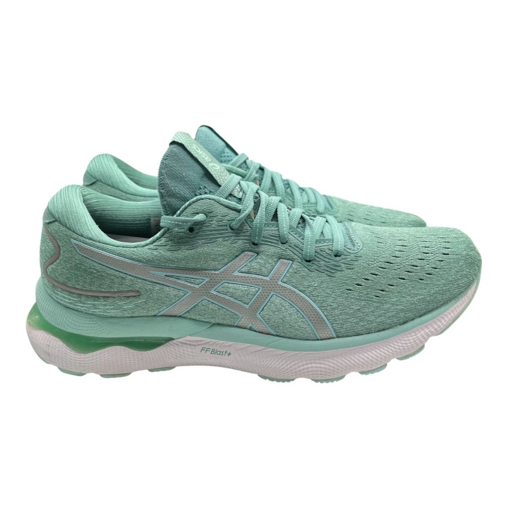 ASICS Women's Sz 9.5 Gel Nimbus 24 Running Shoes Sage/Clear Blue Comfort-2309